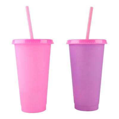 China CLASSIC Mug Color-changing Large Capacity Color Changing Plastic Cup With Straw And Lid for sale