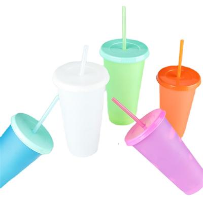 China CLASSIC Reusable Magic Drinking Tumblers with Lid and Straw Color Changing Plastic Cup for sale