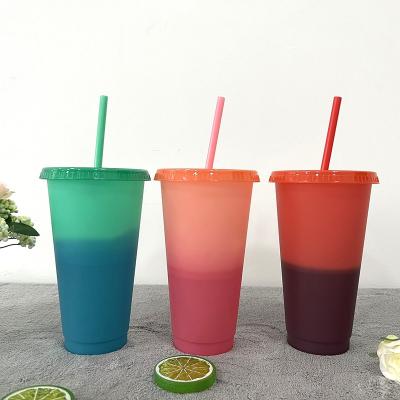 China 700ml 24oz CLASSIC wholesale color changing cup summer coffee tumblers plastic cup for sale