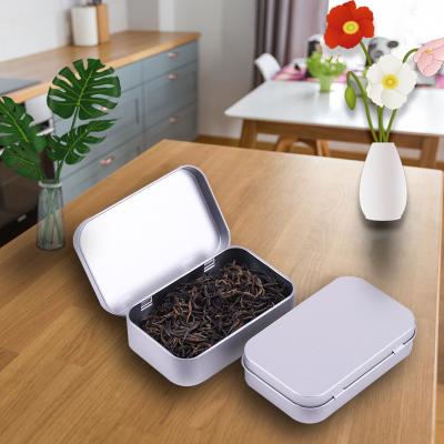 China Business& Mini Portable Metal Box Silver Rectangular Shopping Container For Pills Tea for sale