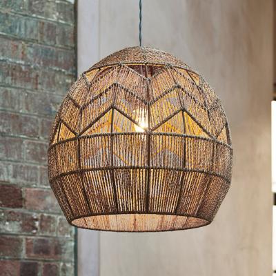 China Modern Chinese Rural Factory Hand Style Pendant Lights Creative Rattan Lamp Rope Retro Chandelier for sale