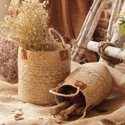 China New Custom Made Natural Foldable Viable Belly Basket With Handles Laundry Bag Picnic Flower Pots Clothes Hand Flower Storage Basket for sale