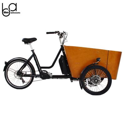 China Electric Bike 3 Wheel Passenger Velo Cargo Tricycle Electric Cargo Bike With Mid Motor And Rain Cover for sale