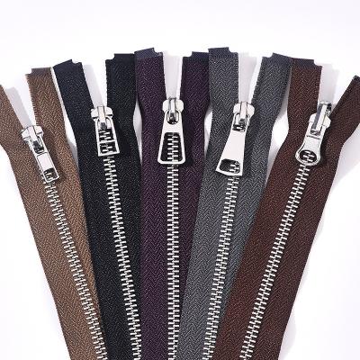 China #5 Metal Zipper Open End  Shiny Silver Finish In Black, Brown for sale