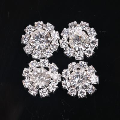 China Bridal Metal Flower Shape Clear Color Crystal Button Luxury Shank Fancy Crystal Diamond Buttons For Clothes for sale