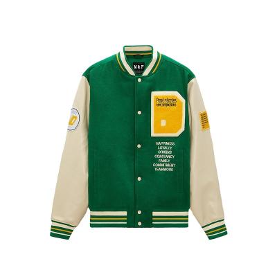 China Leisure Sale 40% Cotton 60% Polyester Printed Baseball Varsity Snap Jacket For Men for sale