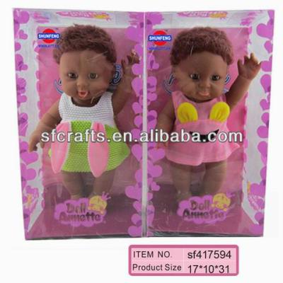 China Cartoon Toy Vinyl Black Girl Doll Toys, BLACK BABY DOLL PLAYS WITH PERFUME, Funny Plastic Child Black Doll for sale