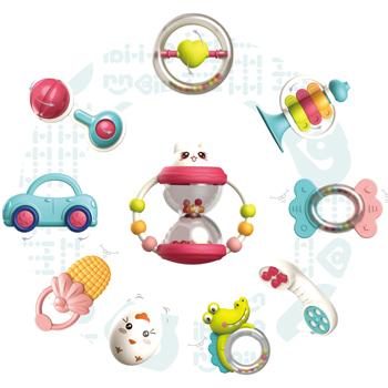 China 2021 Wholesale High Quality Musical Toy ABS 10PCS Baby Toys Gift Set Newborn Baby Rattle Toys Plastic Rattle Toys With CPC for sale