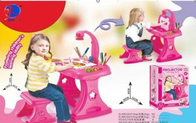 China 4 IN 1 kids study table with projector, learning table with lamp, kids study table and chair set SF458796 for sale