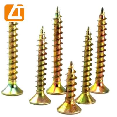 China Double Head Tianjin 7962 Din 7962 Yellow Color Chipboard Screw Countersunk Galvanized High Quality Chipboard Screw (Zinc Coated) for sale