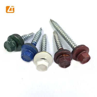 China HEX Color Head Self Drilling Hex Head Screws With EPDM Washer for sale