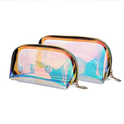 China Amazon Best Selling Fashion Holographic Waterproof Travel Cosmetic Bag Waterproof Laser Makeup Organizer for sale