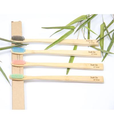 China Custom Eco Logo Environmentally Travel Home Hotel Natural Adult Bamboo Toothbrush for sale