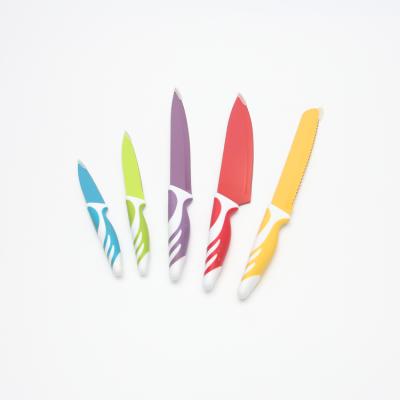 China Sustainable Colorful Top Rated 5PCS Stainless Steel Kitchen Knife Set for sale