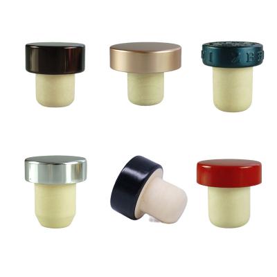 China Wooden Wine Cork Wood Cap Cap Cap Polymer Cap Non-Refillable Custom Styles Various Accessories for sale