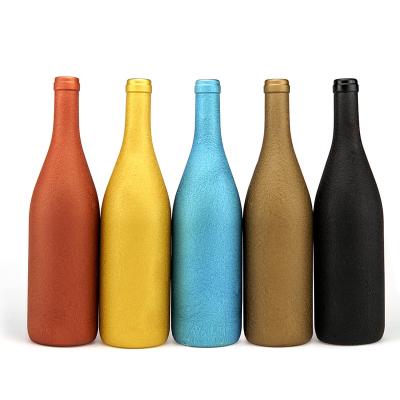 China Wholesale Sandblasting Colored Beverage Paint 750ml Glass Bottles For Wine for sale