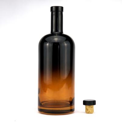 China Custom Wholesale Luxury Dry Red Dark Green Beverage Bottle 700ml Brown Amber Glass Wine Bottle Printing Brown for sale