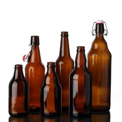 China Gift & Craft Best Seller Multiple Sizes High Grade Custom Amber Glass Beer Bottles Empty Beverage Bottle for sale