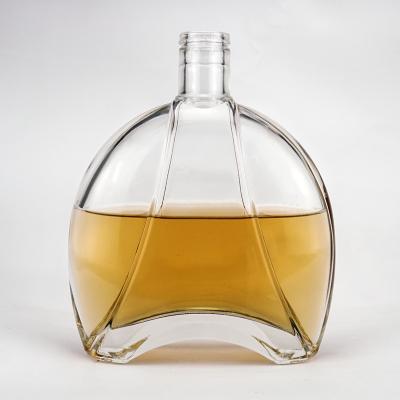 China Hot Selling High End Unique Design 700ml Beverage Glass Rum Bottle With Cap for sale