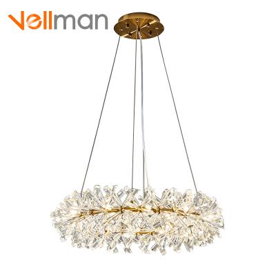 China New Modern Round Circle Crystal Banquet Chandelier Dimmable Available Luxury Hanging Pendant Light for sale