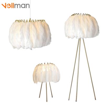 China Modern Nordic Creative Feather Lamp Feather Light Postmodern Hanging Pendant Lights For Living Room for sale