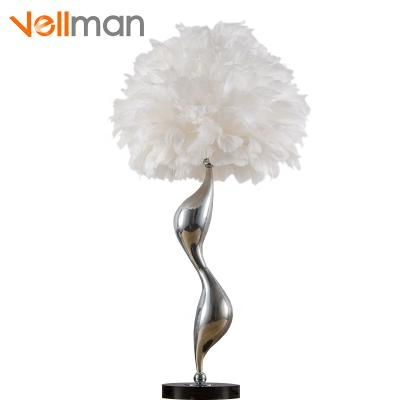 China Modern European creative fantasy personality table lamp Nordic decorative simple white feather table light for sale