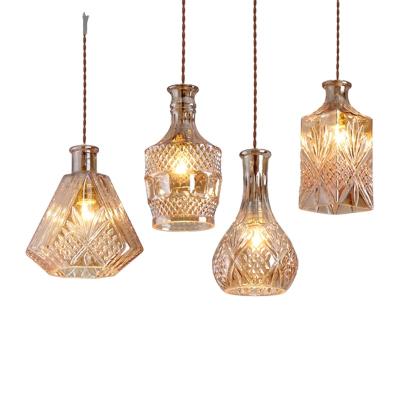 China Industrial Modern With Style Of European Minimalist High Quality Vintage Wine Bottle Iron Pendant Lights for sale