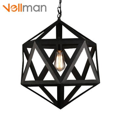 China Retro Vintage Industrial Hexagon Loft Style Industrial Restaurant Lights Iron Black Hanging Pendant Lighting Lamp for sale