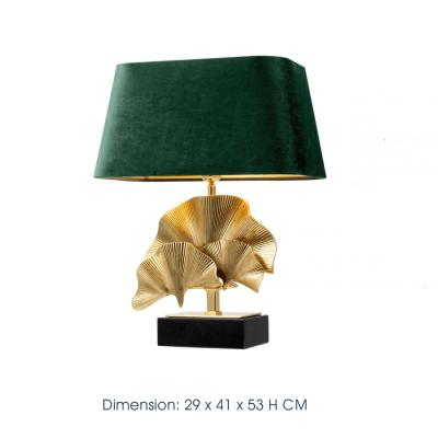 China Modern American pure copper ginkgo leaf table lamp green pilou lampshade copper lamp for sale