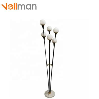 China Vintage Modern Glass Ball Fancy Floor Standing Lamps Six Arm Iron Living Room Nordic Marble Floor Lamps for sale