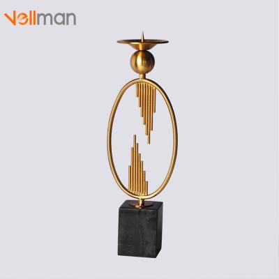 China Iron Simple Modern Creative Marble Candlestick Romantic Wedding Candle Holder Ornament for sale