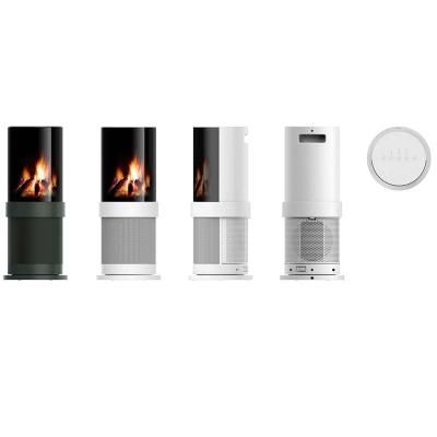 China Hotel Newest Model Freestanding Portable Electronic Mini Fireplace Tower Ptc Fan Heater With Chimney for sale