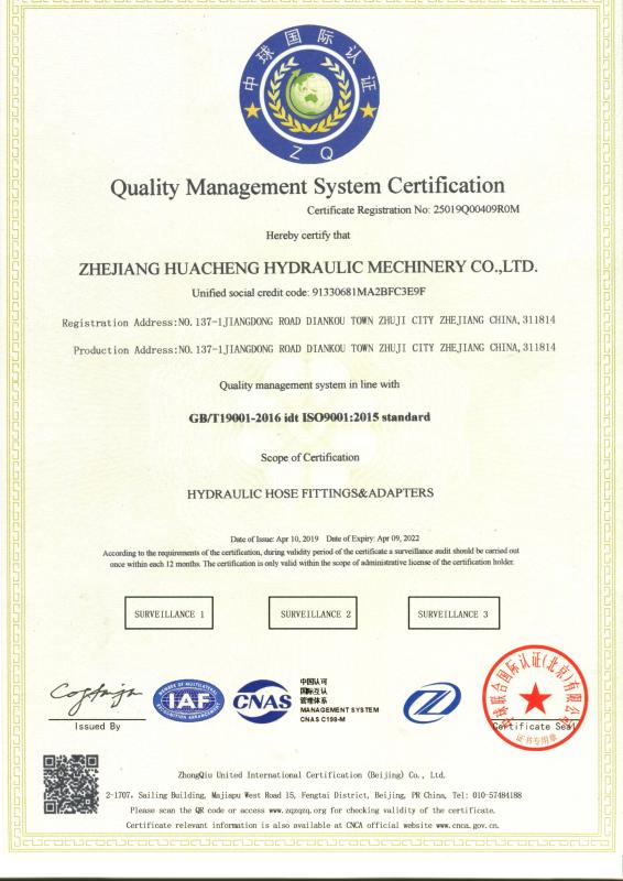 ISO9001 - Zhejiang Shihui Hydraulic Machinery Co., Ltd.