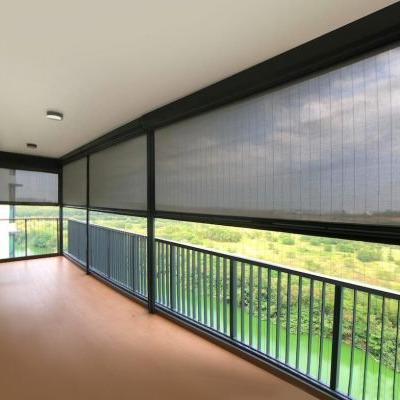 China Minimalist Motorized Retractable Patio Screens Electric Outdoor Sun Shade Systems Privacy Window Shade Zipper Sunscreens for sale