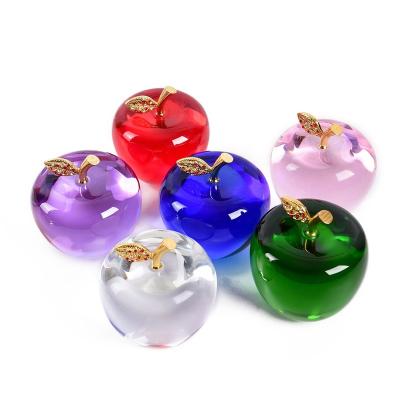 China Wholesale Home Decoration Gift Europe Christmas Eve Birthday Gift Creative Crystal Apple 60 70 80mm for sale