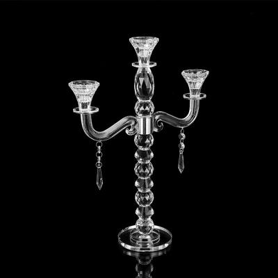 China Custom High Quality Wedding Crystal Candlestick 3am Candle Holder Home Decor Table Centerpieces Decoration for sale