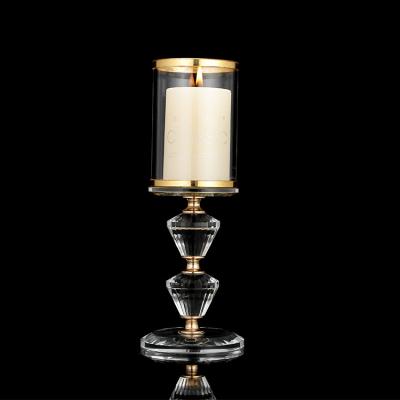 China Elegant creative transparent glass Crystal Candlestick of popular European style decoration home wedding for sale