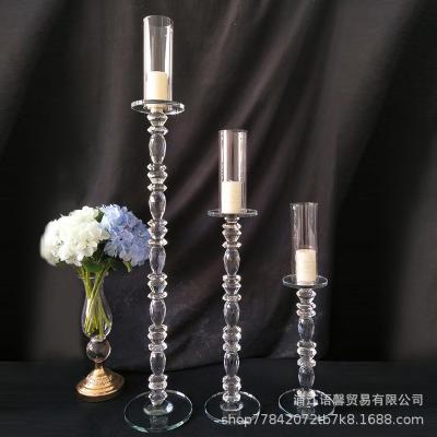 China European home fixture beautiful soft model room simple decoration candelabra head candlestick wedding crystal candlestick for sale