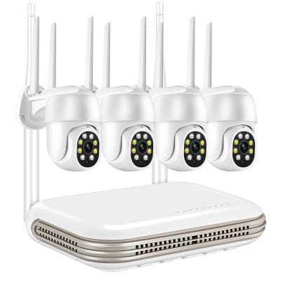 China 3MP PTZ Wireless Dome Camera System Waterproof Security Camera System Nvr Kit Wifi 4 Channel Home Two Way Audio for sale