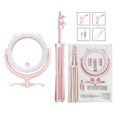 China New Wholesale Super Beauty Sufficiency Light Shine Photographic Dimmable Pink Led Makeup Ring Light for sale