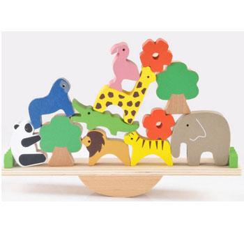 China Educational Toy Children Early Educational Stacking Blocks Seesaw Kids Balance Animal Wooden Toy for sale