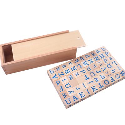 China Toy Montessori Toys Educational 60 Capital Letters Blocks Wooden Blocks Wooden Word Structure Exercises and Lowercase for sale