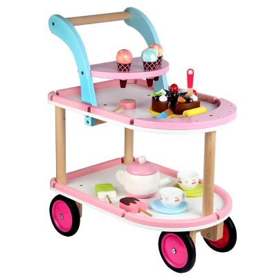 China MDF Food Grade New Baby Educational Wooden Toy Children's Ice Cream Cart Toy for sale