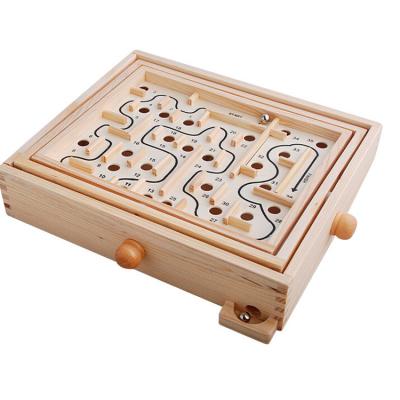 China Tea Wooden Toys Educational Balls Balance 3D Children's Maze Game Wooden Labyrinth Toy for sale