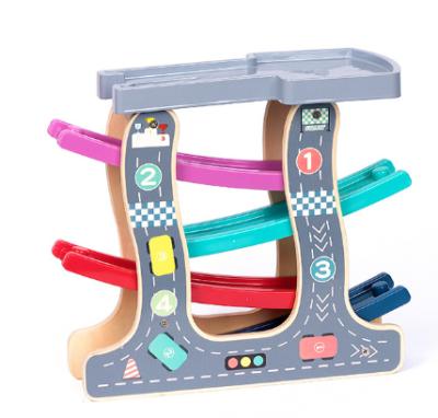 China Non-Toxic High Quality Extreme Speed ​​Children's Car Track Four Floors Wooden Toy for sale