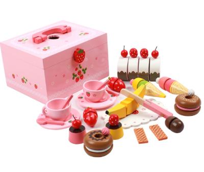 China Wholesale Wooden Kids Pretend Play Kitchen Dessert Set Wooden Toy Birthday Cake for sale