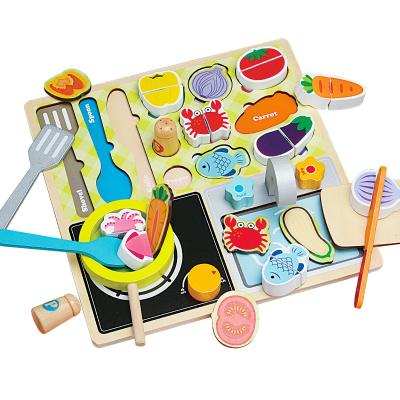 China Environmental Material Wooden Toys Magnetic Cut Vegetables Fruit Set Play Toys Kitchen Toy for sale