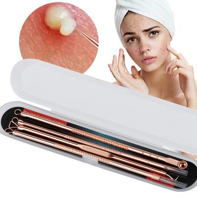 China 4 PCS Rose Gold Comedone Extractor Tool Acne Treatment Set Blackhead Vacuum Removal for sale