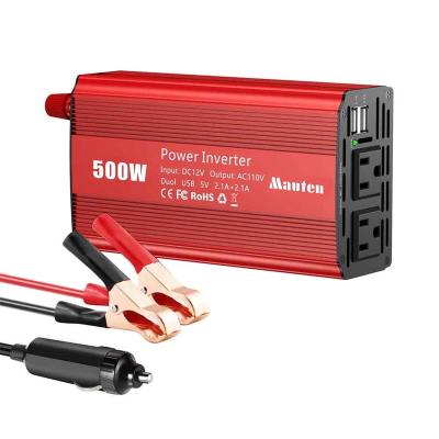 China Car Inverter 500W AC 220V AC Port Dual Port DC 12V And Portable Charging 2A USB Ports For Laptop Smart Phone 16*9.8*5.3cm for sale