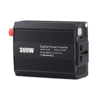 China Mini Portable AC 12V 24V To 110V 220V Car Power Inverter 300 Watt DC For Car Laptop Charger Adapter 12*9.8*5.3cm for sale